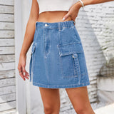 Cargo-kjol i denim Blå / S