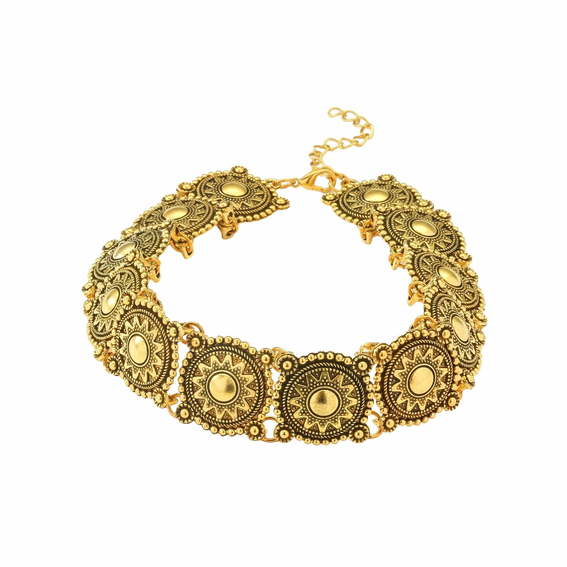 Choker-halsband med conchos i western stil