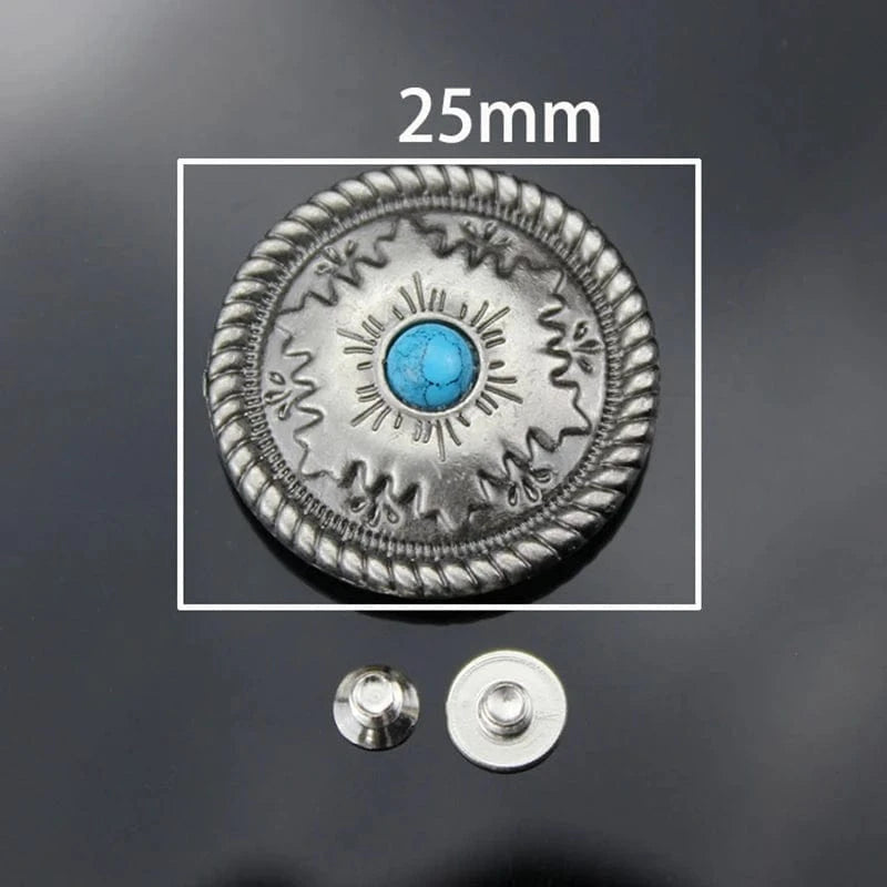 Concho 25 mm i Antiksilver med Färgsten