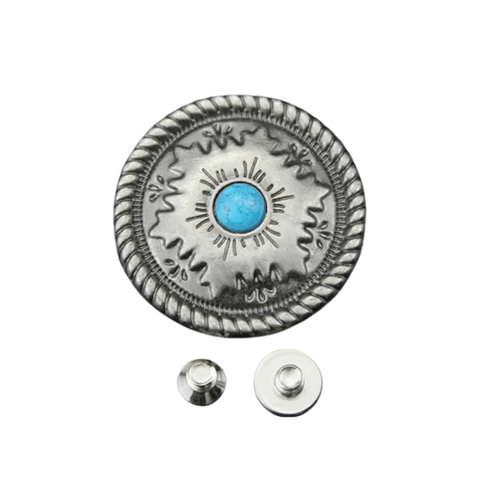 Concho 25 mm i Antiksilver med Färgsten Blå B