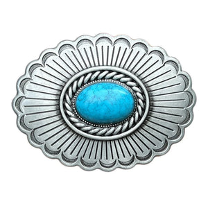 Concho Bältesspänne Turkis Sten Silverfärgat Western