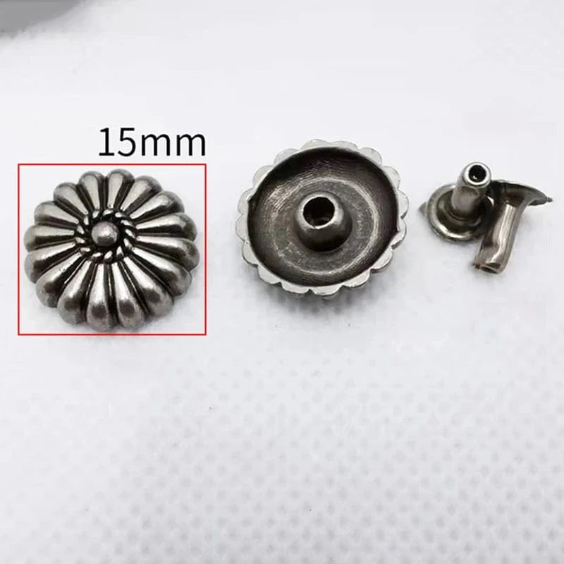 Concho i Antiksilver med Blommig Design