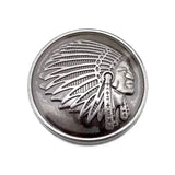 Concho i metall med indianskt hövdingmotiv Antik silver / 20mm