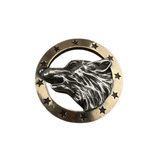 Concho rund mässing med varghuvud Guld och silver / 30 mm