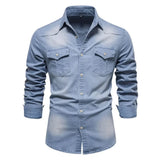Cowboy denim skjorta herr Ljusblå / S