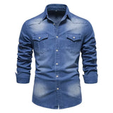 Cowboy denim skjorta herr Mellanblå / S