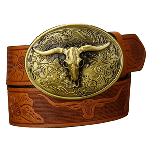 Cowboybälte antikguldt spänne Skalle / 120cm