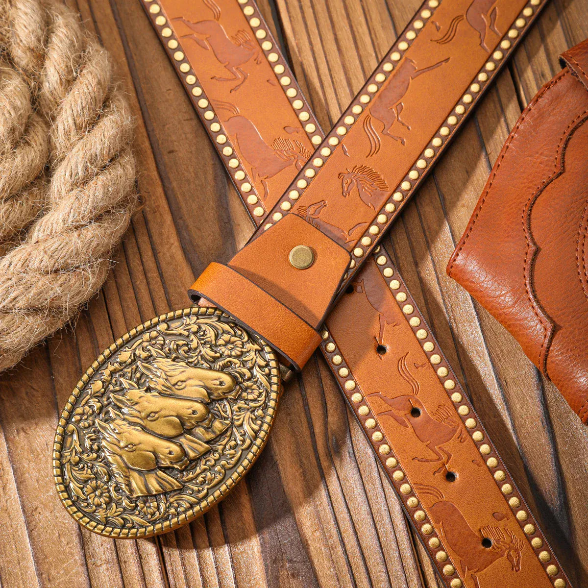 Cowboybälte hästhuvudspänne