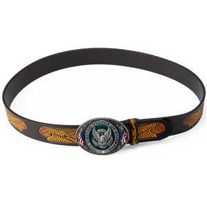 Cowboybälte i läder med amerikanskt flaggspänne