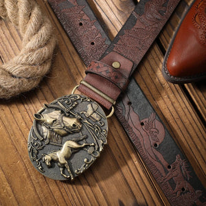 Cowboybälte med antik hästspänne