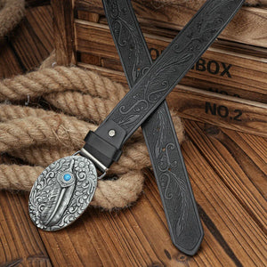 Cowboybälte med fjädermotiv
