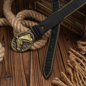 Cowboybälte med hästhuvudspänne