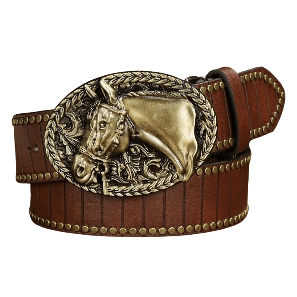 Cowboybälte med hästhuvudspänne Brun / 120cm