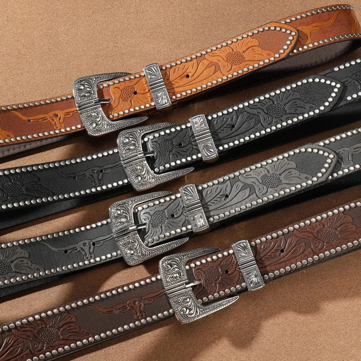 Cowboybälte med klassiskt westernspänne