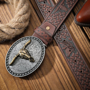 Cowboybälte med Longhornskalle