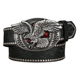 Cowboybälte med örnspänne Silversvart / 120cm