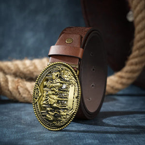 Cowboybälte med präglat westernspänne