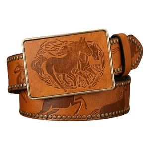 Cowboybälte med rektangulär spänne Brun / 120cm