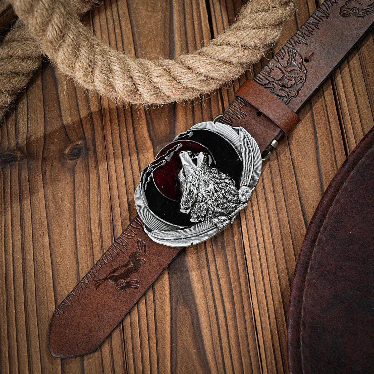 Cowboybälte med vargspänne