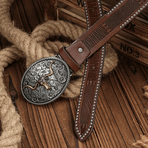 Cowboybälte ovalt longhornspänne