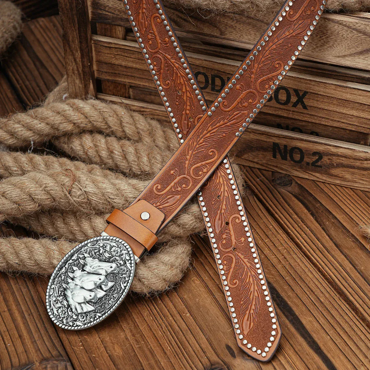 Cowboybälte silverfärgat hästspänne