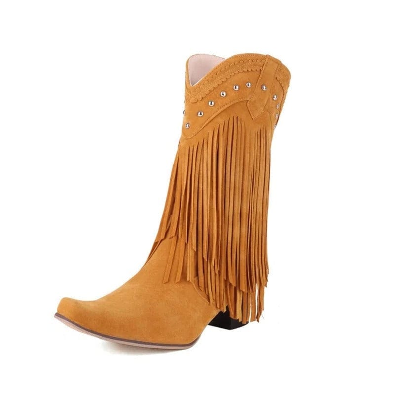 Cowboyboots med fransar i mockalook Gul / 35