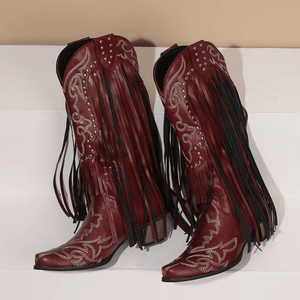 Cowboyboots med fransar och broderi i västernstil