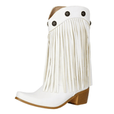 Cowboyboots med fransar och nitar i västernstil Vit / 35