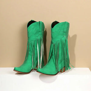 Cowboyboots med fransar och retrolook