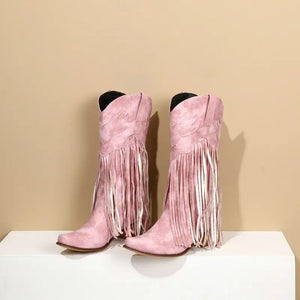 Cowboyboots med fransar och retrolook
