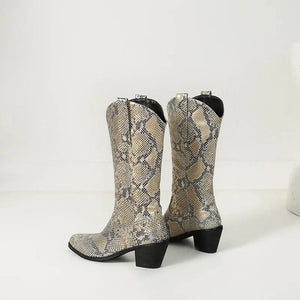 Cowboyboots med Ormskinnsmönster för Dam