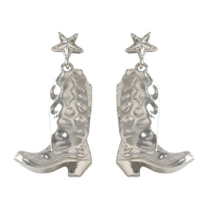 Cowboyboots-örhängen med pärlor och snöflinga Silver