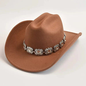 Cowboyhatt dam med dekorativt bälte i silver Khaki / 57-59cm