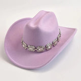 Cowboyhatt dam med dekorativt bälte i silver Ljuslila / 57-59cm