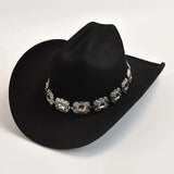 Cowboyhatt dam med dekorativt bälte i silver Svart / 57-59cm