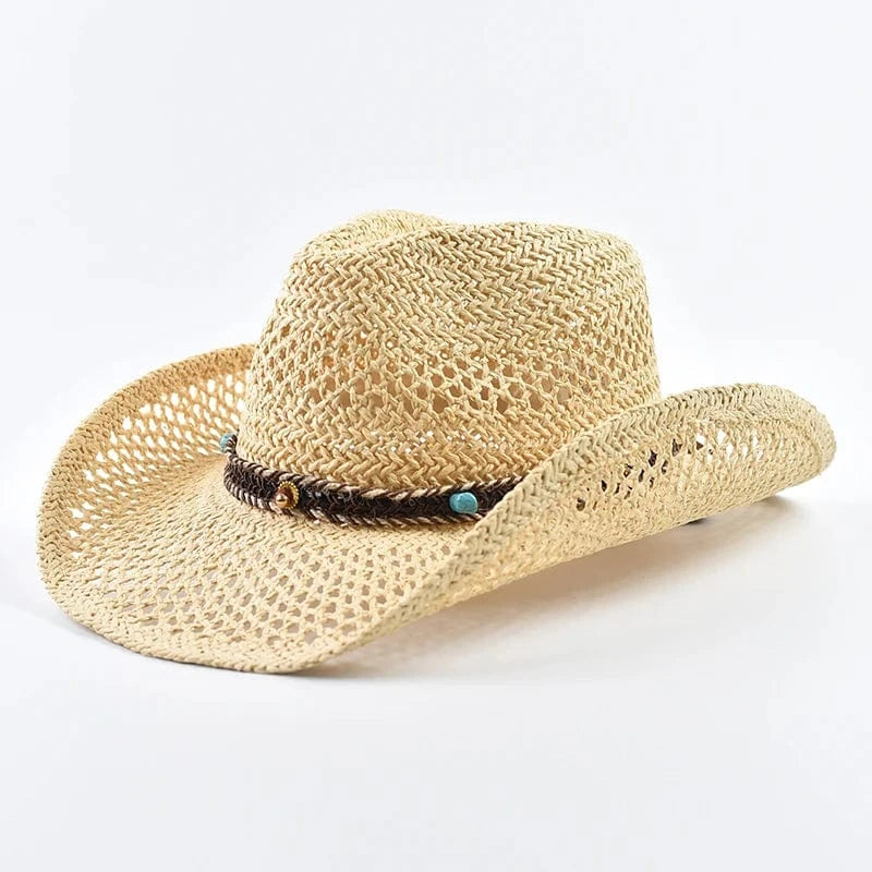Cowboyhatt dam strå Beige / One Size