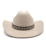 Cowboyhatt i filt med elegant nitbälte Beige / 56-58cm