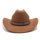 Cowboyhatt i filt med elegant nitbälte Ljusbrun / 56-58cm