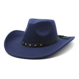 Cowboyhatt i filt med stjärnband Djupblå / 57-58cm