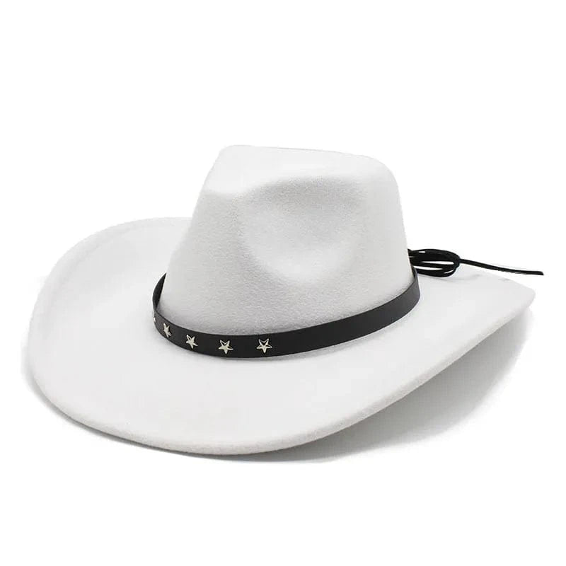 Cowboyhatt i filt med stjärnband Vit / 57-58cm
