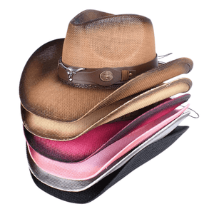 Cowboyhatt i Flätad Halmlook med Solskärm