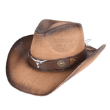 Cowboyhatt i Flätad Halmlook med Solskärm Khaki / 56-58cm