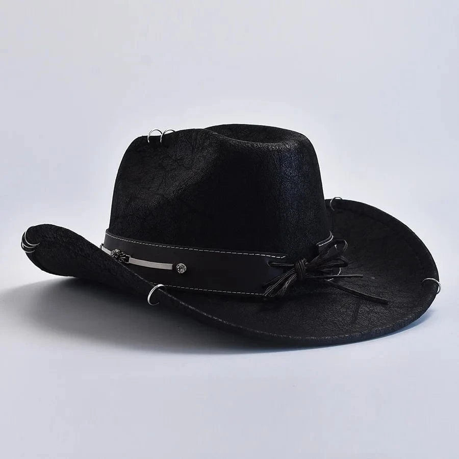 Cowboyhatt i mjuk mockaimitation med stjärndetaljer