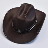 Cowboyhatt i mjuk mockaimitation med stjärndetaljer Mörkbrun / One Size