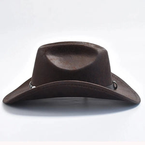 Cowboyhatt i mörk läderlook med silverdekorationer Mörkbrun / One Size