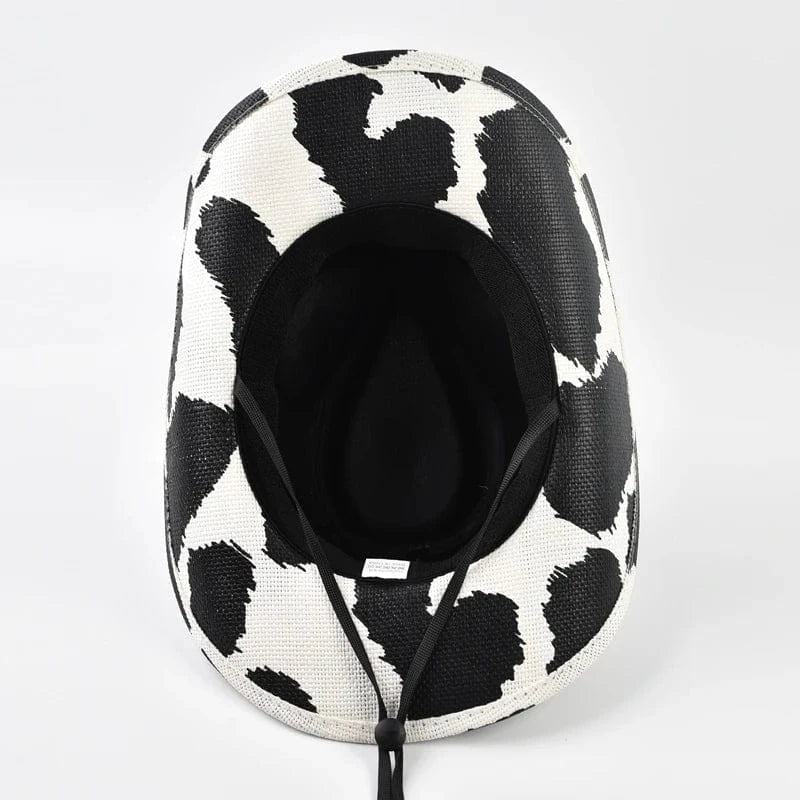 Cowboyhatt med koskinnsmönster Svartvitt koskinn / 56-58cm