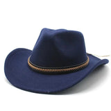 Cowboyhatt med läderfläta Marinblå / 56-58cm