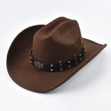 Cowboyhatt med prydnadsband Mörkbrun / Kan justeras