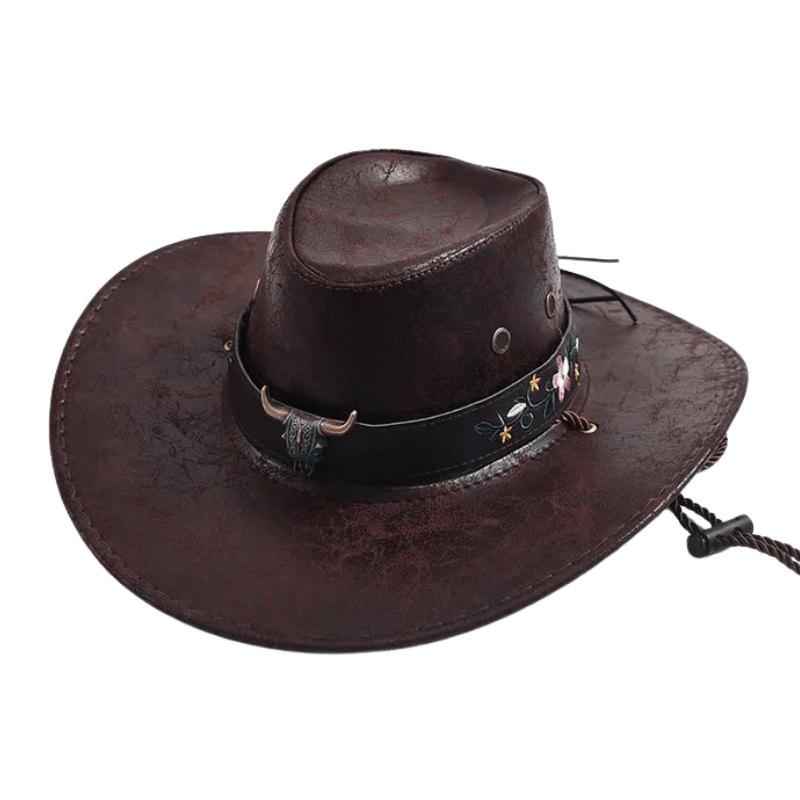 Cowboyhatt med Tjurhuvud Mörkbrun / 56-58cm