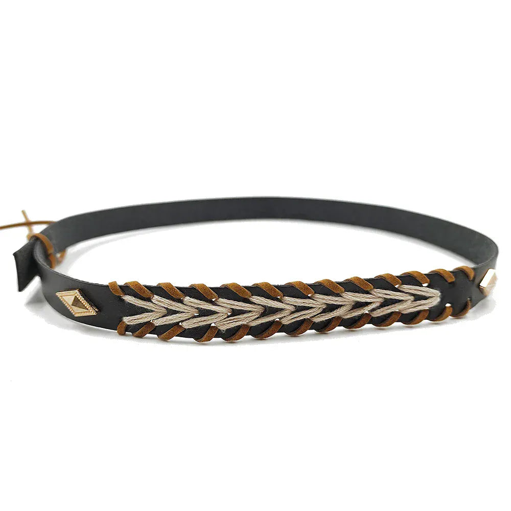 Cowboyhattband i läder Svart / 1 stycke